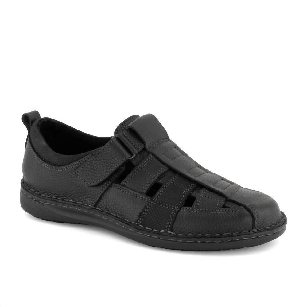 NEW FERRATO men's leather sandals in black
